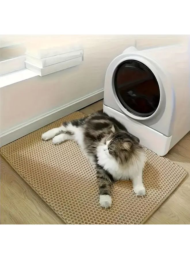 Extra Large Double Layer Cat Litter Mat XXL 47x28 Inch Beige Splash Proof Washable - Image 4